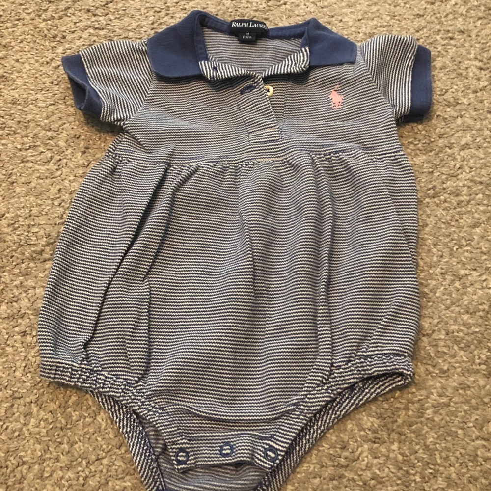 Ralph Lauren navy striped baby bubble